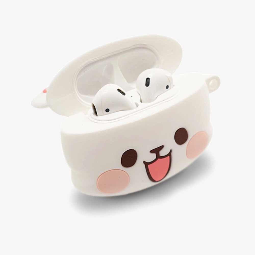 Kawaii Airpods Case Milk and Mocha- Milk Bear